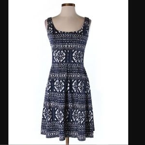 Nine West Print Dark Blue Dress Size 6